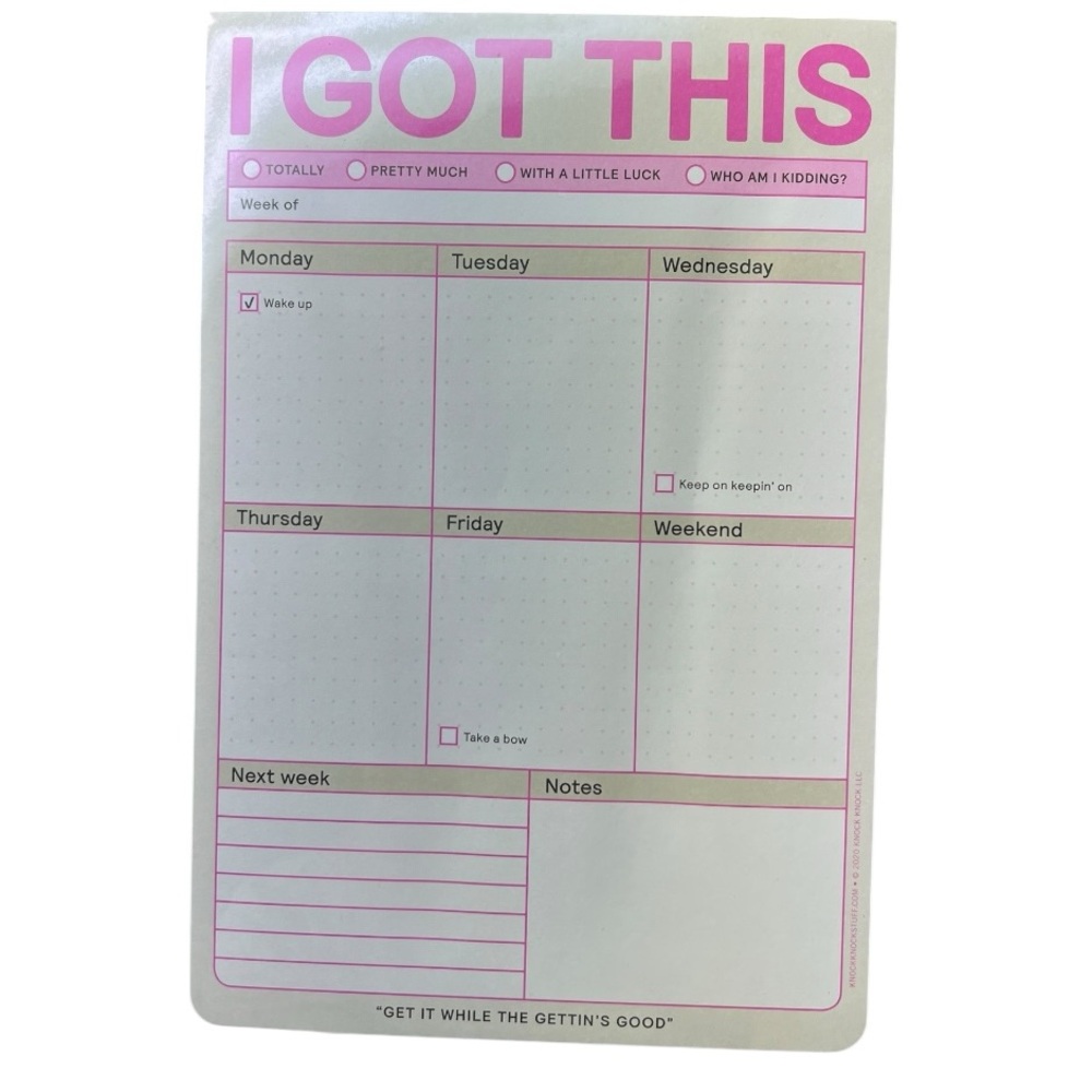 Knock‎ Knock I Got This Weekly Planner Notepad 60 Sheets Pink Desk Pad Sealed
